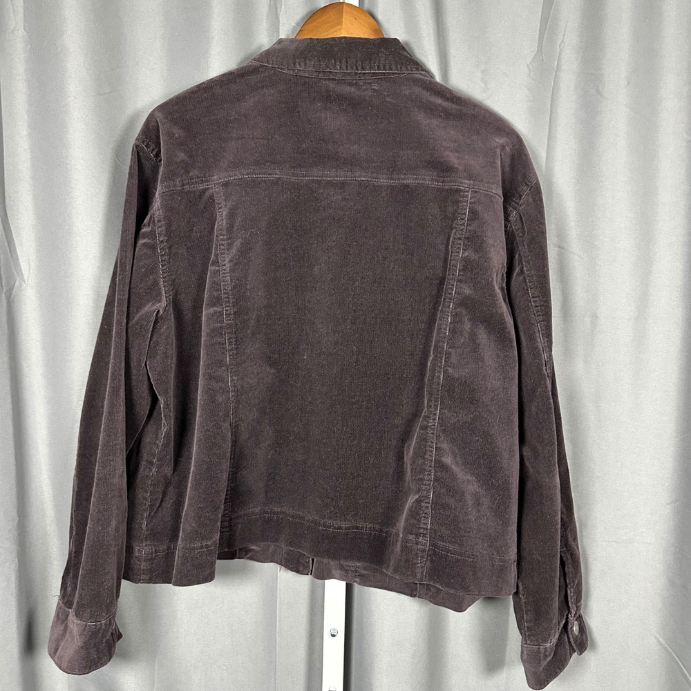 Chico's Micro Corduroy Jacket Stretch Chocolate Brown XL Denim Style‎ Trucker - Picture 4 of 8